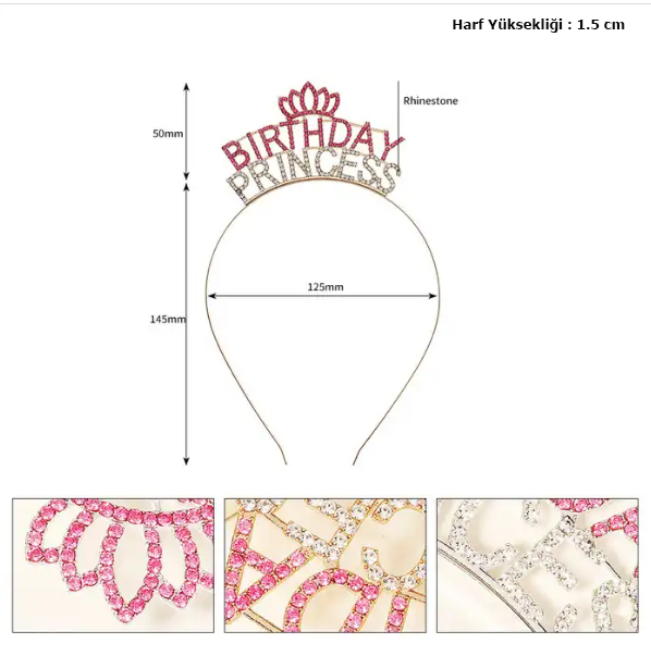 Nessiworld Kristal Taşlı Pembe Birthday Princess Yazılı Parti Tac Nessiworld Kristal Taşlı Pembe Birthday Princess Yazılı Parti Tac