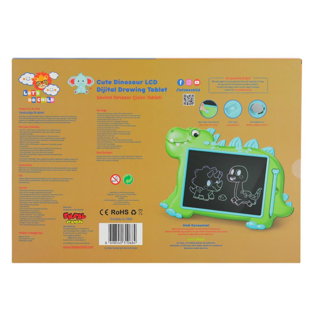 Nessiworld LC-31068 SEVİMLİ DİNAZOR  ÇİZİM TABLETİ 10 İNÇ