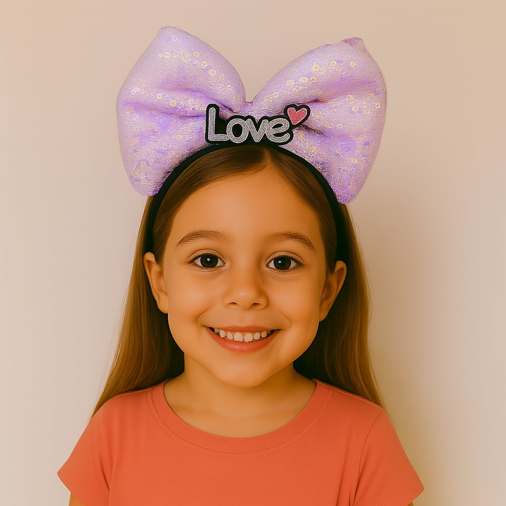 Nessiworld LED Işıklı Love Yazılı Mor Fiyonk Taç – Kız Çocuk Part