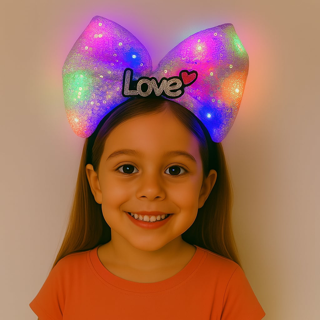 Nessiworld LED Işıklı Love Yazılı Mor Fiyonk Taç – Kız Çocuk Part