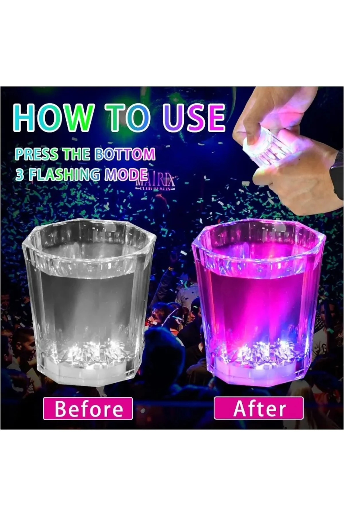 Nessiworld LED Işıklı Eğlence Bardakları - 3 Modlu Renk Değiştire