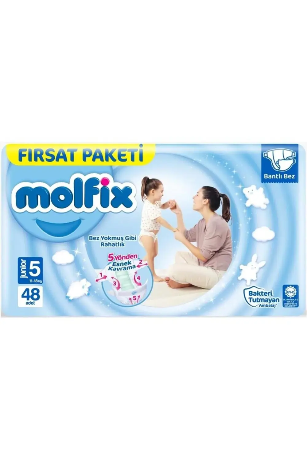 Nessiworld Molfix Bebek Bezi Fırsat Paketi 5 Beden 11-18 Kg 48 Ad