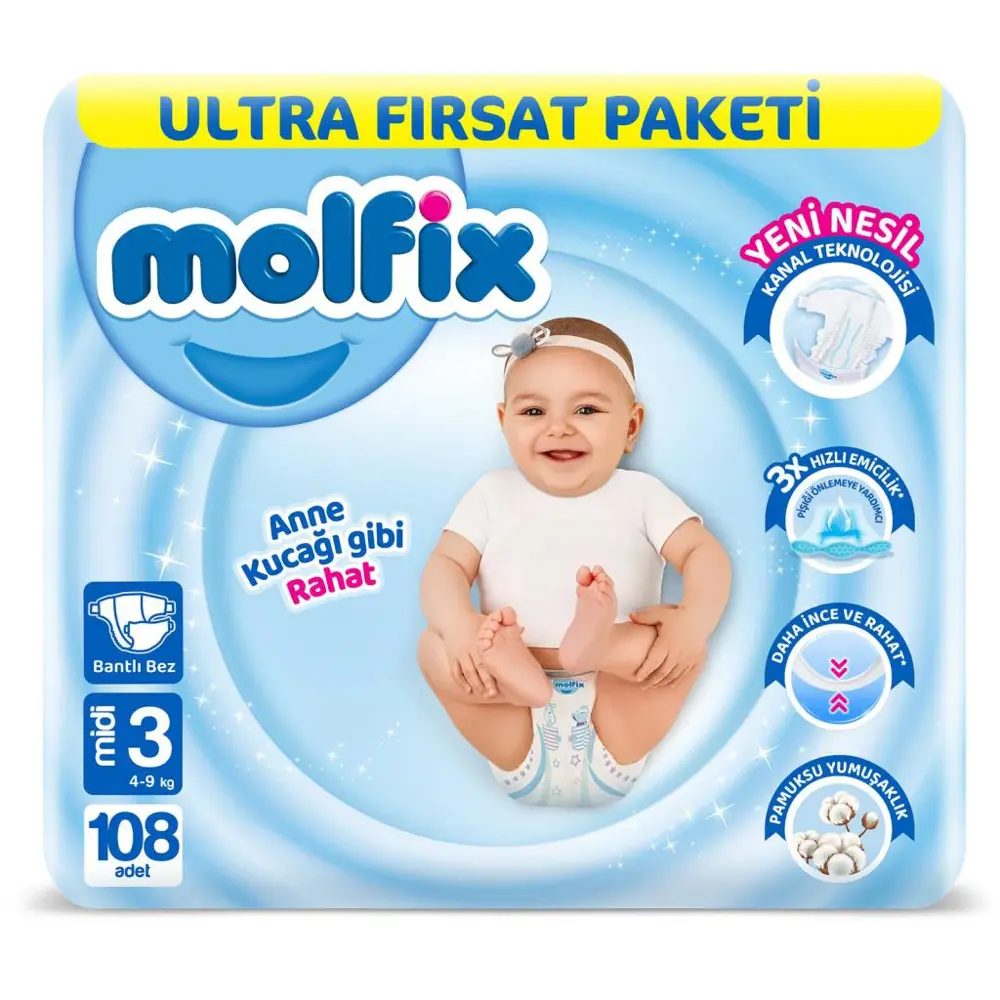 Nessiworld Molfix Bebek Bezi Ultra Fırsat Paketi 3 Beden 4-9 Kg 1