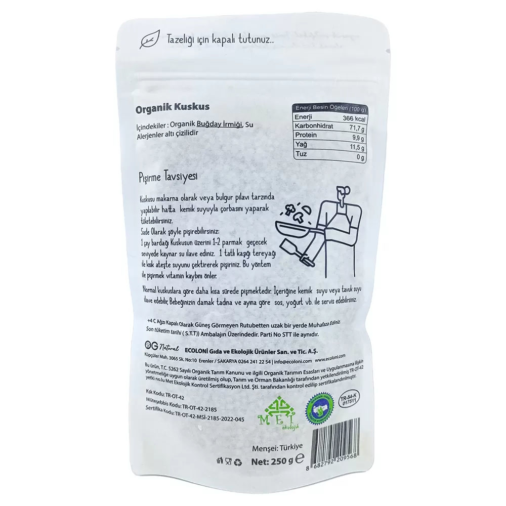 Nessiworld OG Natural Organik Sade Bebek Kuskus 250 Gr Nessiworld OG Natural Organik Sade Bebek Kuskus 250 Gr