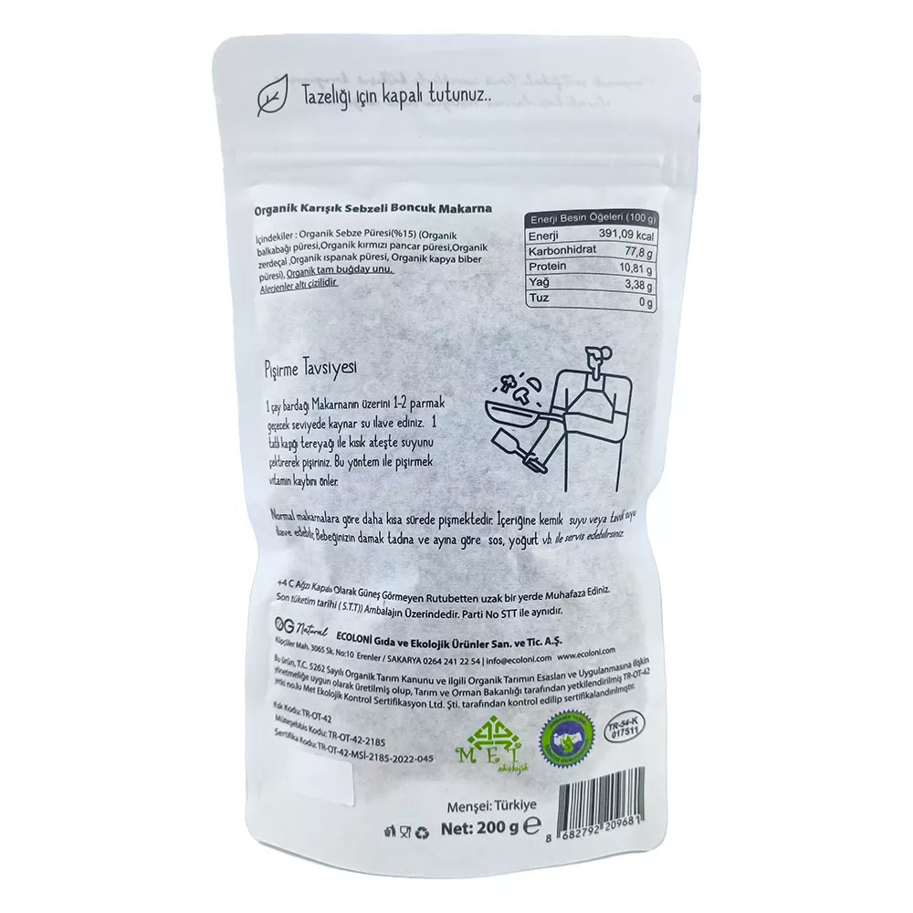 Nessiworld OG Natural Organik Karışık Sebzeli Tam Buğday Boncuk M