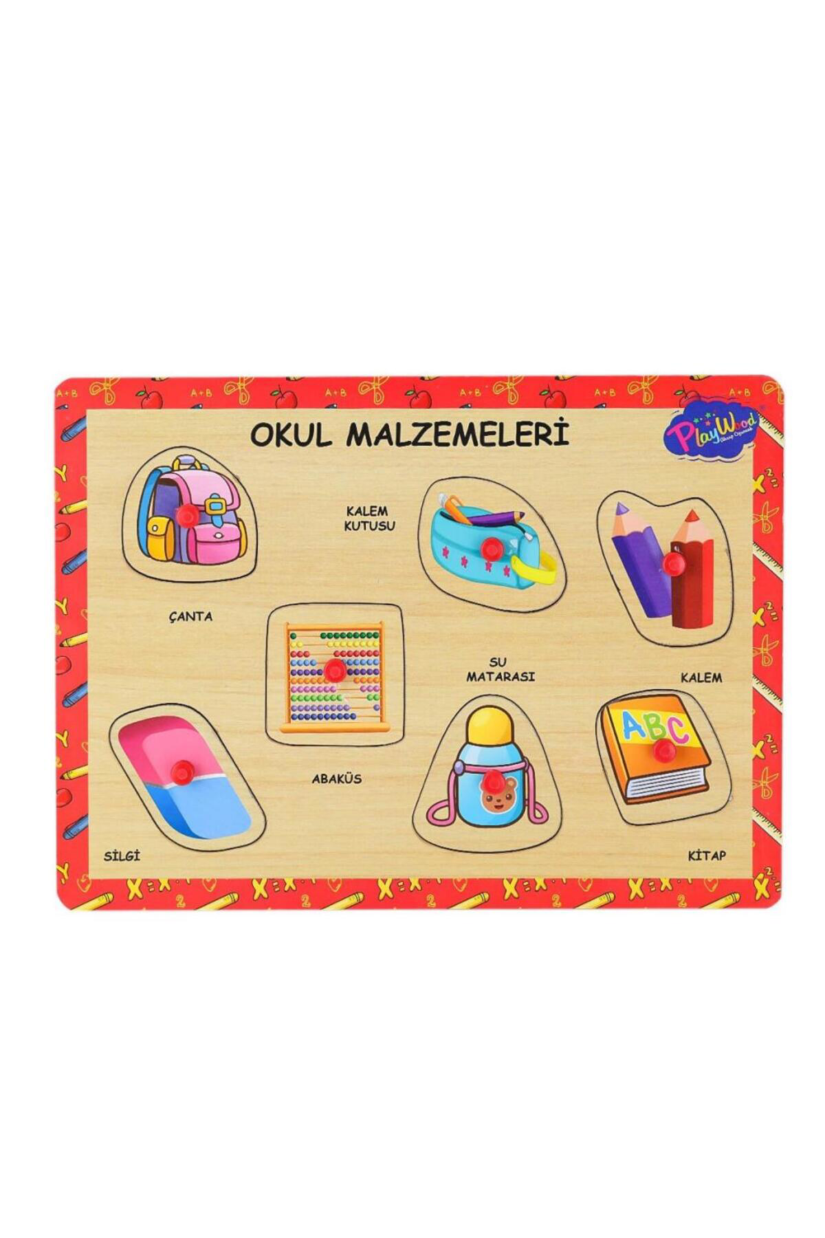 Nessiworld  Ony-196-197 Ahşap Tutmalı Okul Malzemeleri -Onyıl Oyun