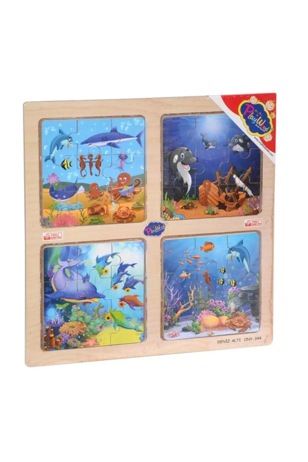 Nessiworld ONY-343/344/345/346 Ahşap Eğitici 4'lü Puzzle -Onyıl