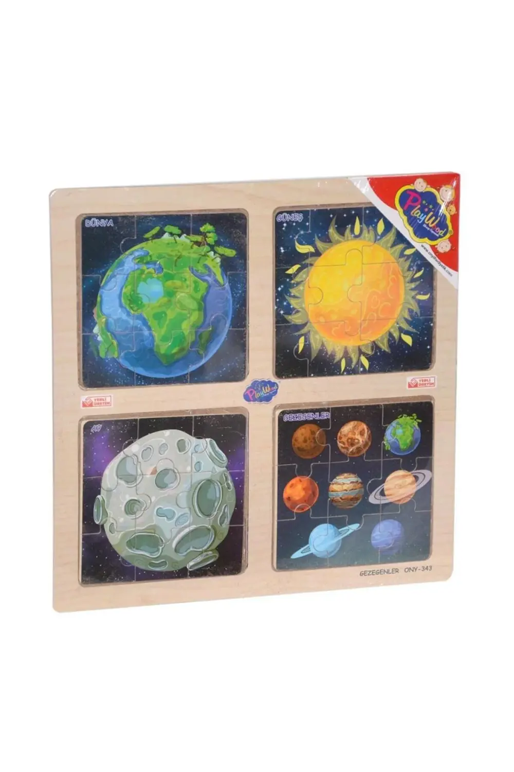 Nessiworld ONY-343/344/345/346 Ahşap Eğitici 4'lü Puzzle -Onyıl