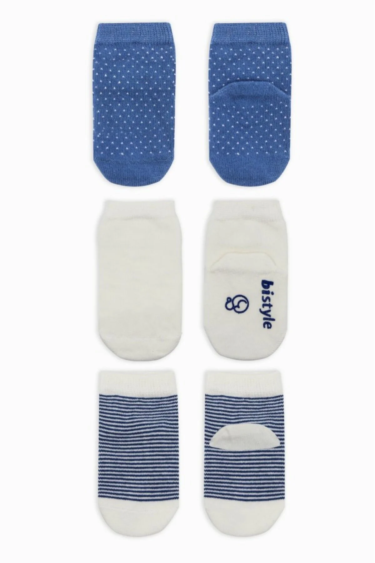 NessiWorld Puanlı Kaymaz Penye Soket Çorap 3'Lü BS10108 İndigo(AD