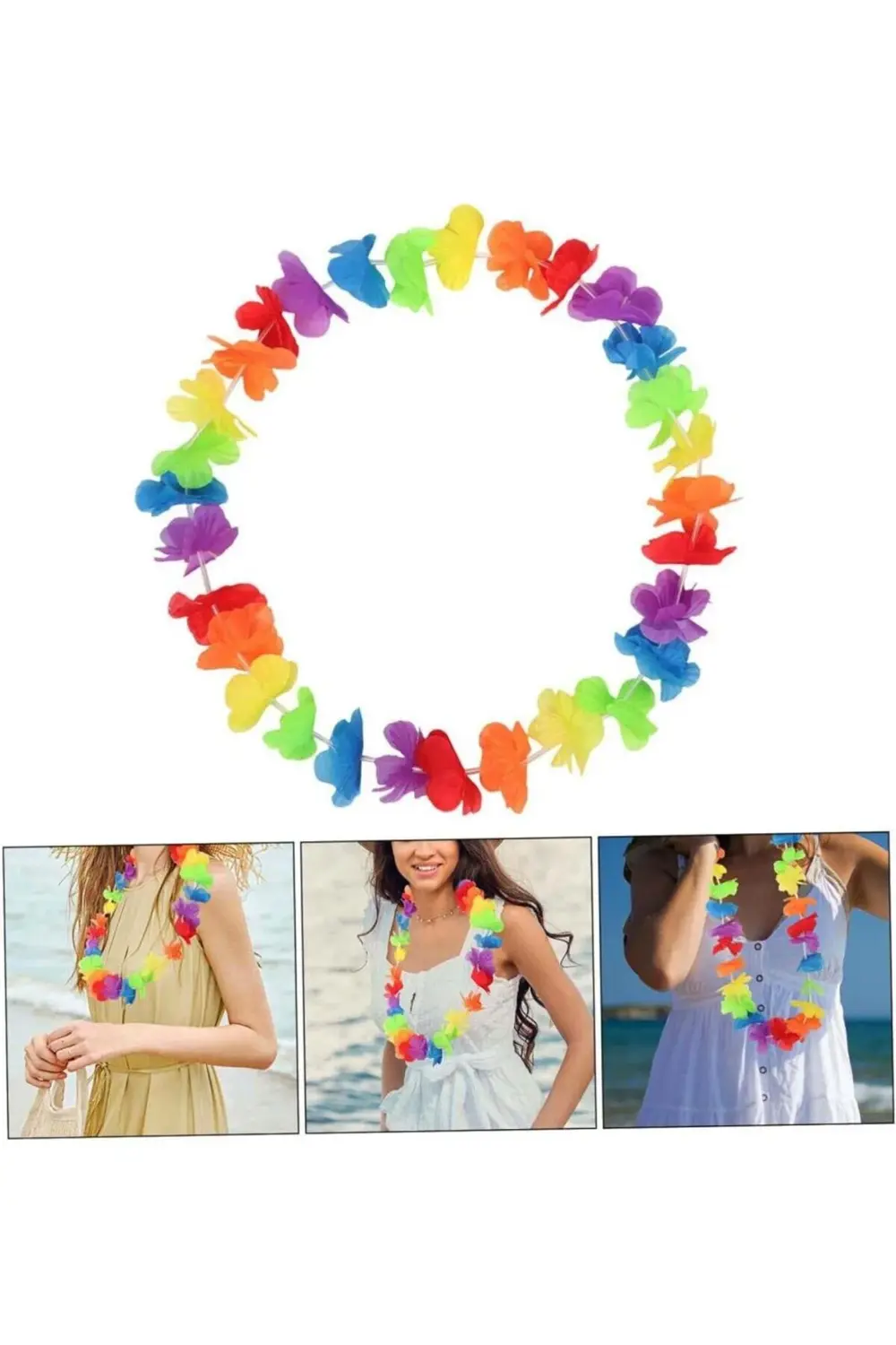 Nessiworld Rengarenk Hawaii Boyun Çelengi Havai Partisi Kolyesi 1