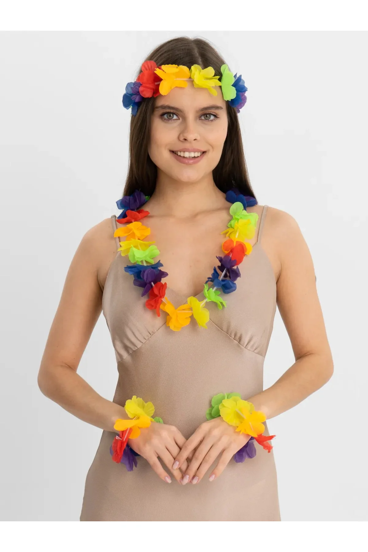 Nessiworld Rengarenk Hawaii Kolye Taç Bileklik Seti 4 Parça