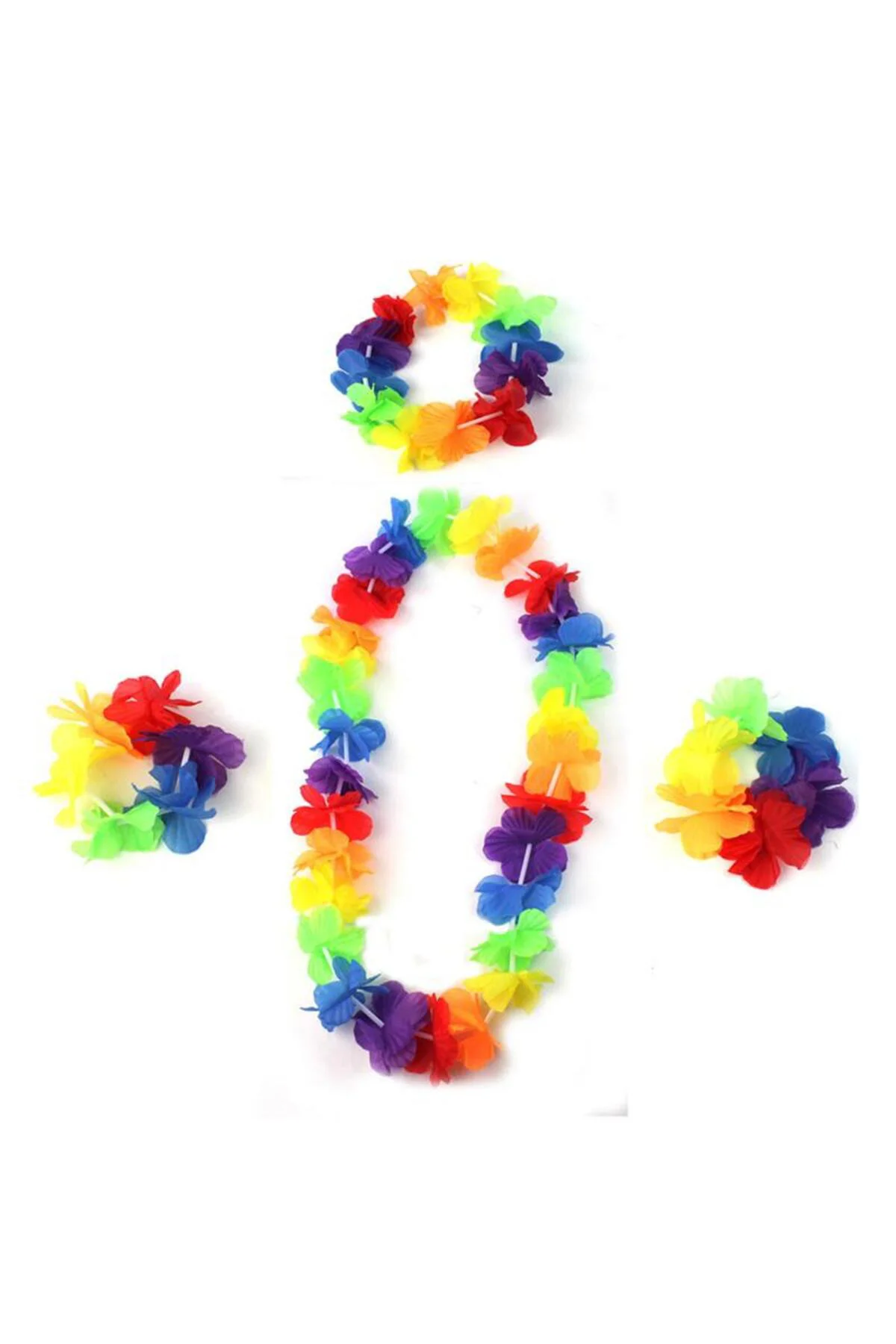 Nessiworld Rengarenk Hawaii Kolye Taç Bileklik Seti 4 Parça