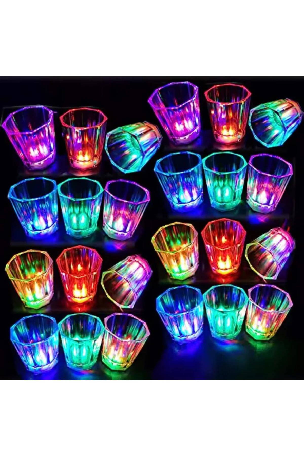 Nessiworld Renkli Led Parlayan Fiber Optik Glow Işıklı Bardak 5,5