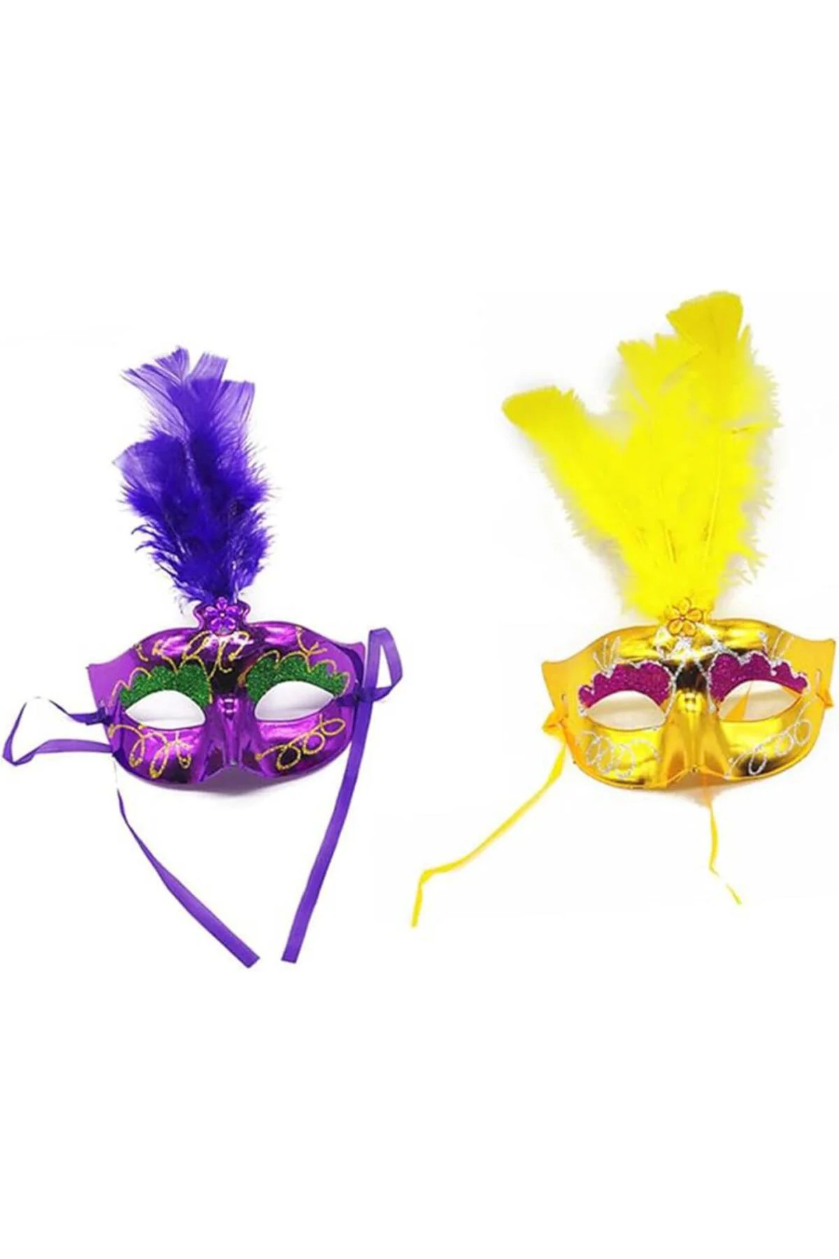 Nessiworld Renkli Tüylü Venedik Parti Maskesi Karışık Renk 12 Ade