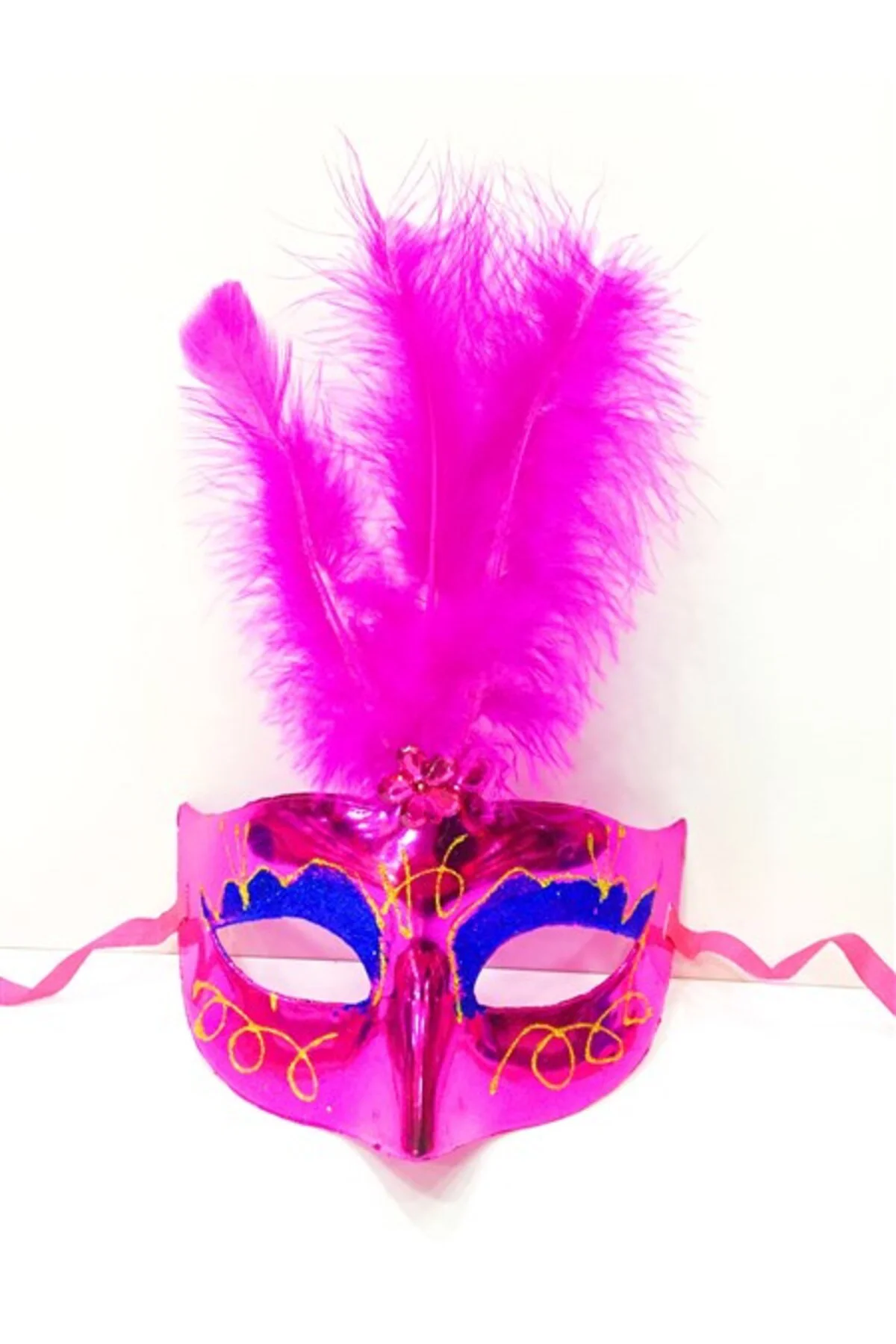 Nessiworld Renkli Tüylü Venedik Parti Maskesi Karışık Renk 12 Ade