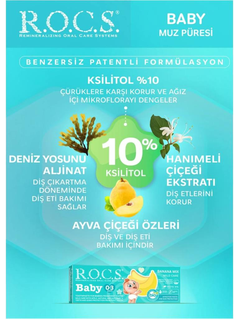 Nessiworld R.O.C.S.Bebek Diş Macunu Muz Püresi Tadında 0-3 Yaş 45 Nessiworld R.O.C.S.Bebek Diş Macunu Muz Püresi Tadında 0-3 Yaş 45
