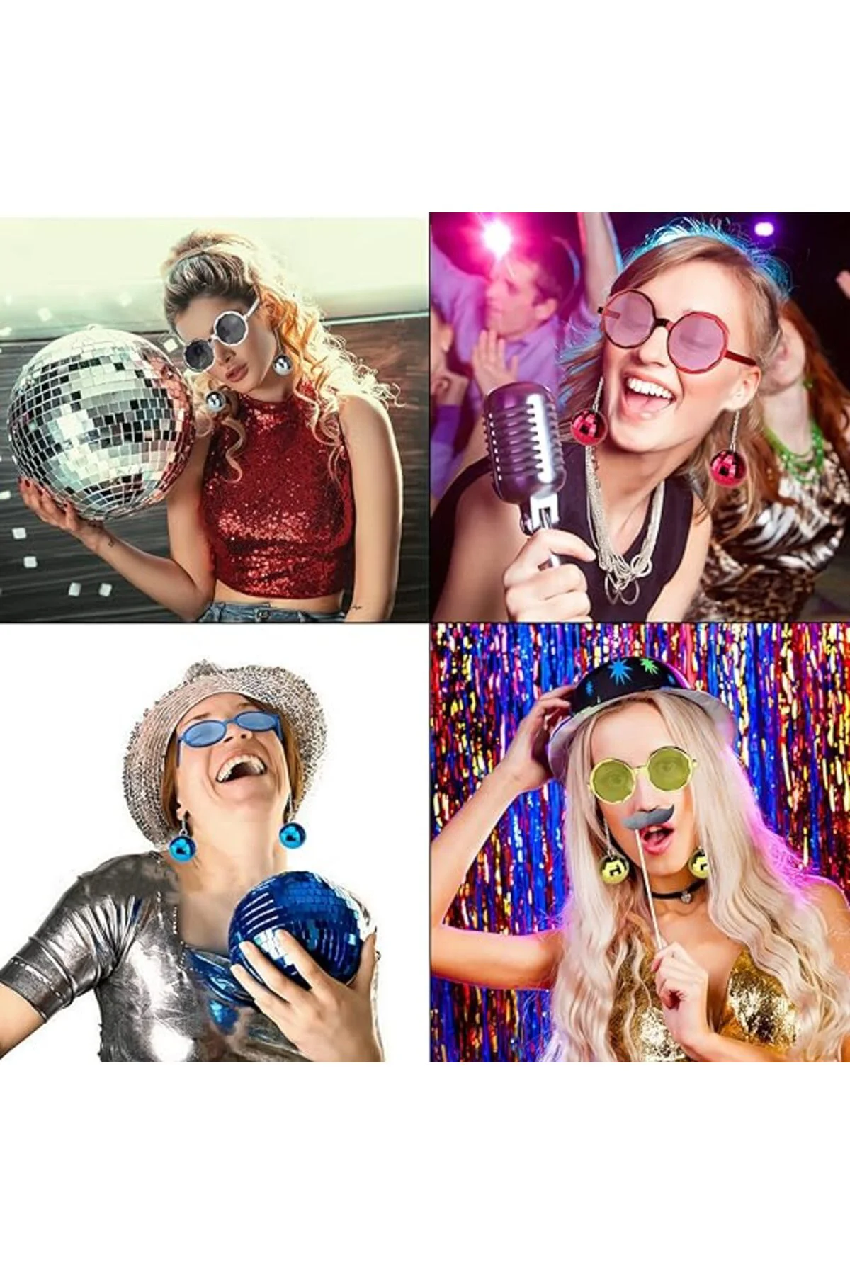 Nessiworld Sallanan Disko Top Küpeli Gözlük Retro Hawaii 5 Renk 6