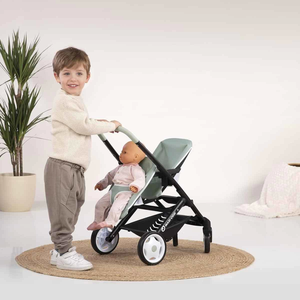 Just Cheap Store Smoby Maxi-Cosi İkiz Oyuncak Bebek Arabası Yeşil