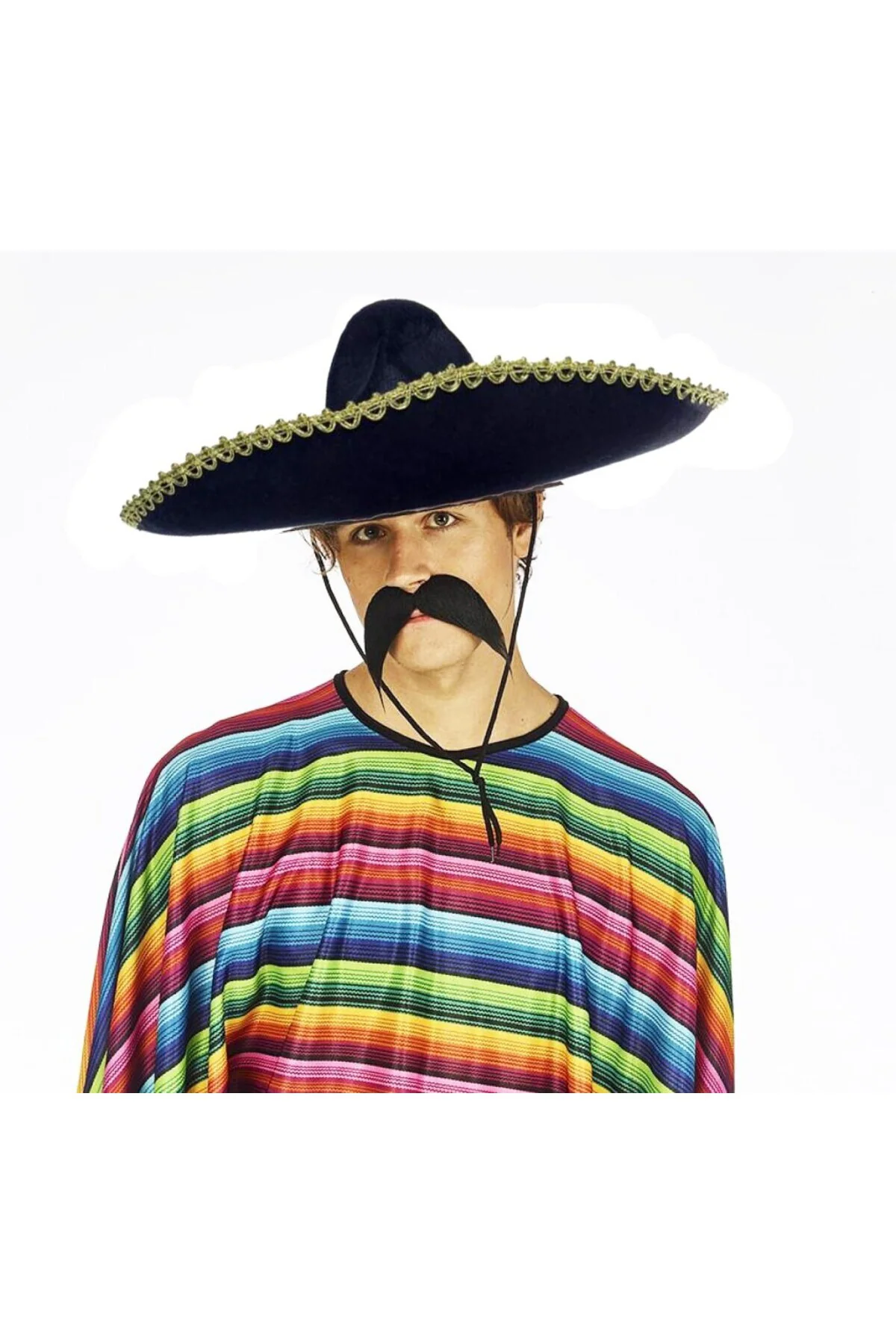 NessiWorld Sombrero Meksika Şapkası Mariachi Altın Şeritli Yetişkin Boy
