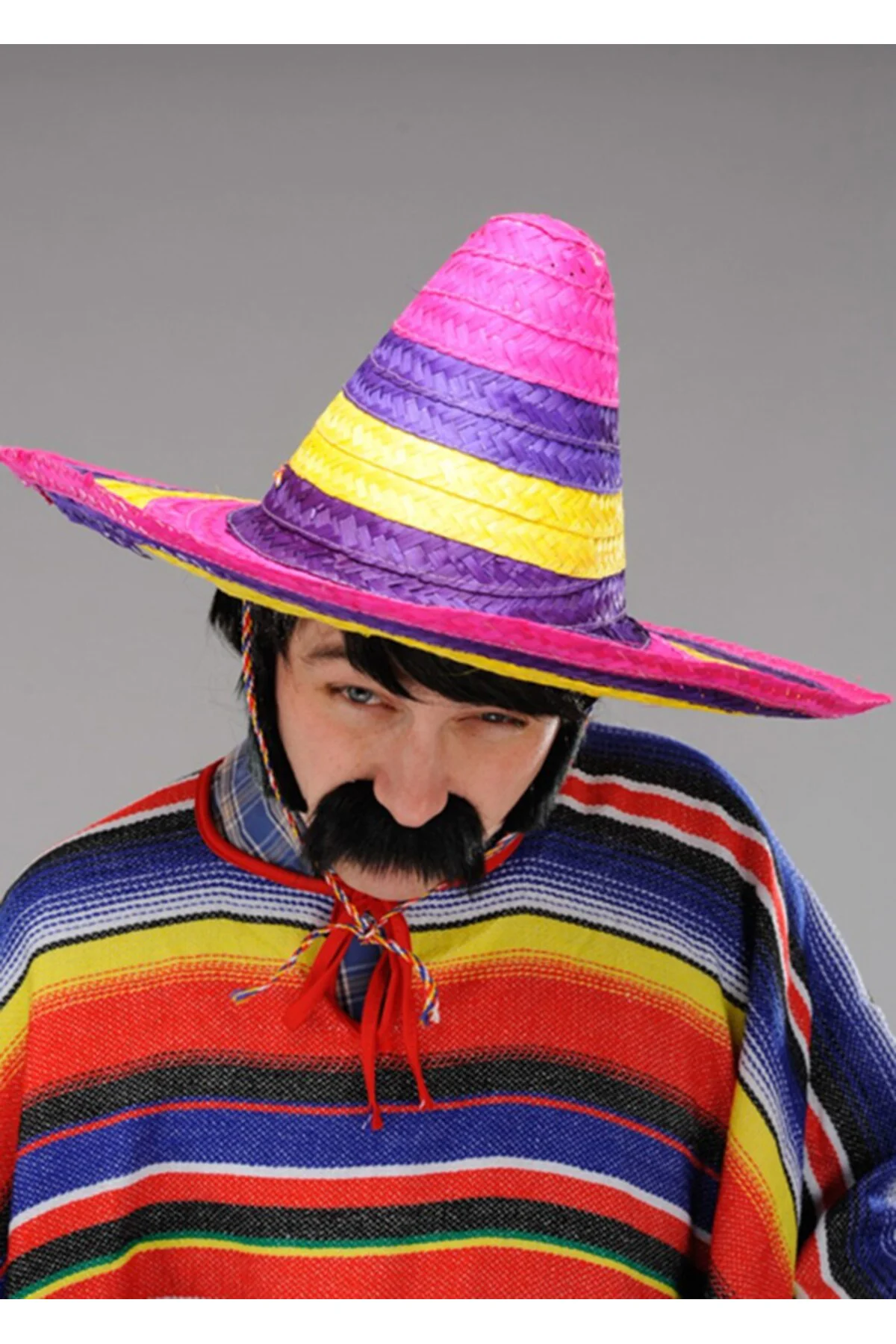 NessiWorld Sombrero Meksika Şapkası Renkli Örme Hasır Yetişkin Boy