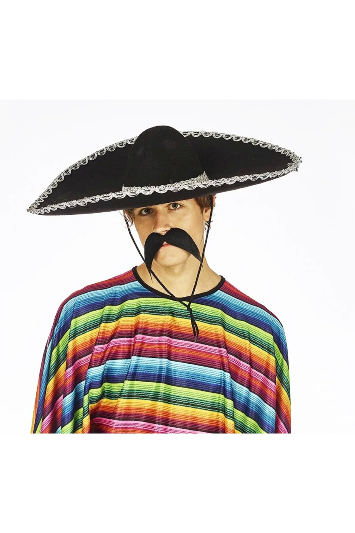 NessiWorld Sombrero Meksika Şapkası Mariachi Gümüş Şeritli Yetişk