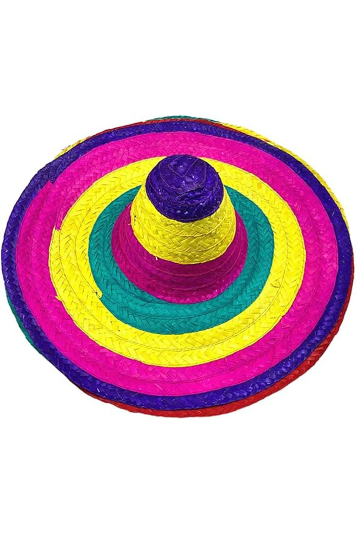 NessiWorld Sombrero Meksika Şapkası Renkli Örme Hasır Yetişkin Boy