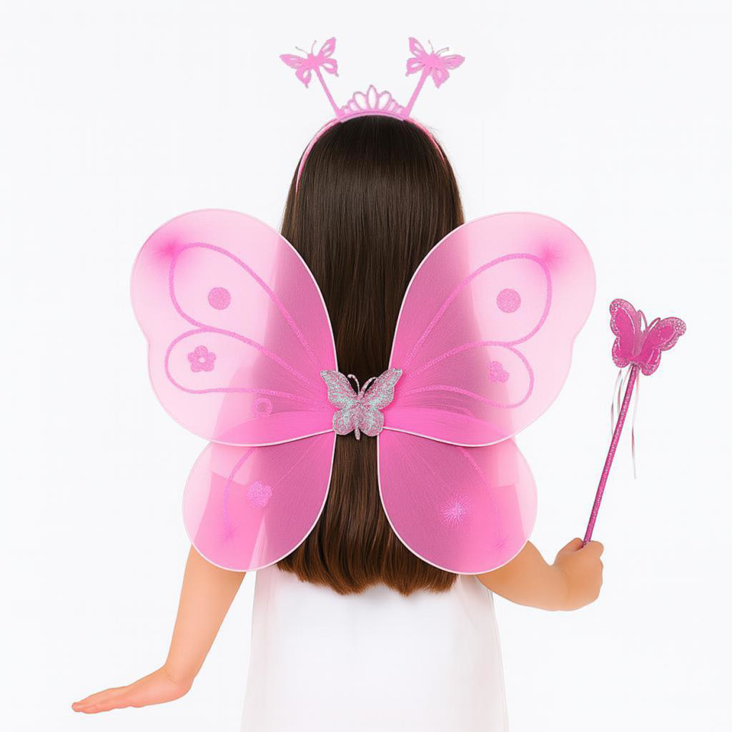 Nessiworld Toz Pembe Renk Kelebek Kanadı Tacı ve Sopası 50x37 cm Nessiworld Toz Pembe Renk Kelebek Kanadı Tacı ve Sopası 50x37 cm