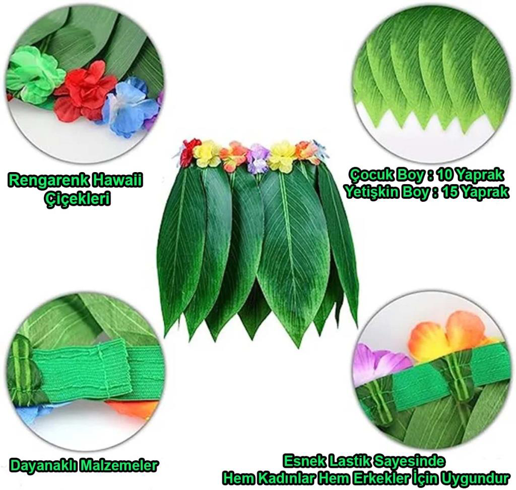 Nessiworld Tropikal Esintili Hawaii Yapraklı Parti Eteği Çocuk Bo