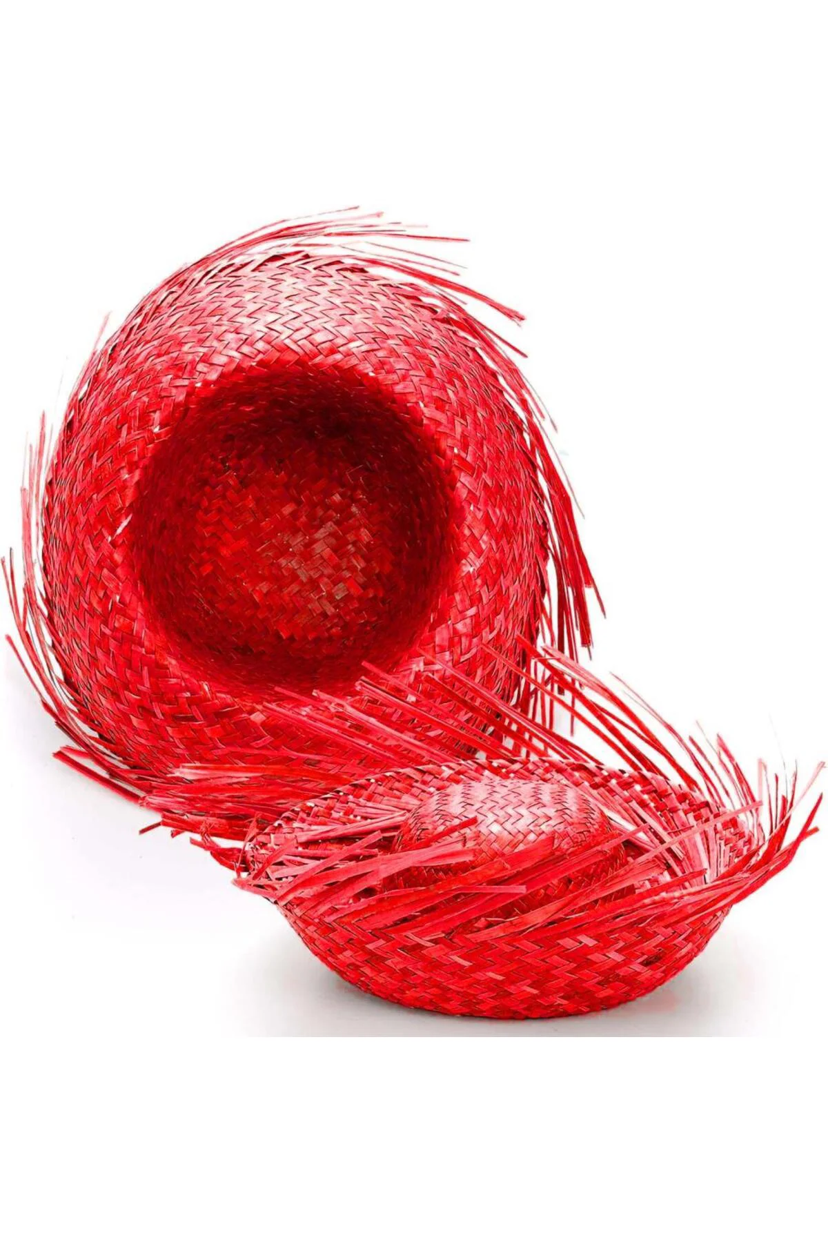 Nessiworld Tropikal Parti Kırmızı Hasır Hawaii Şapkası 13x36 cm