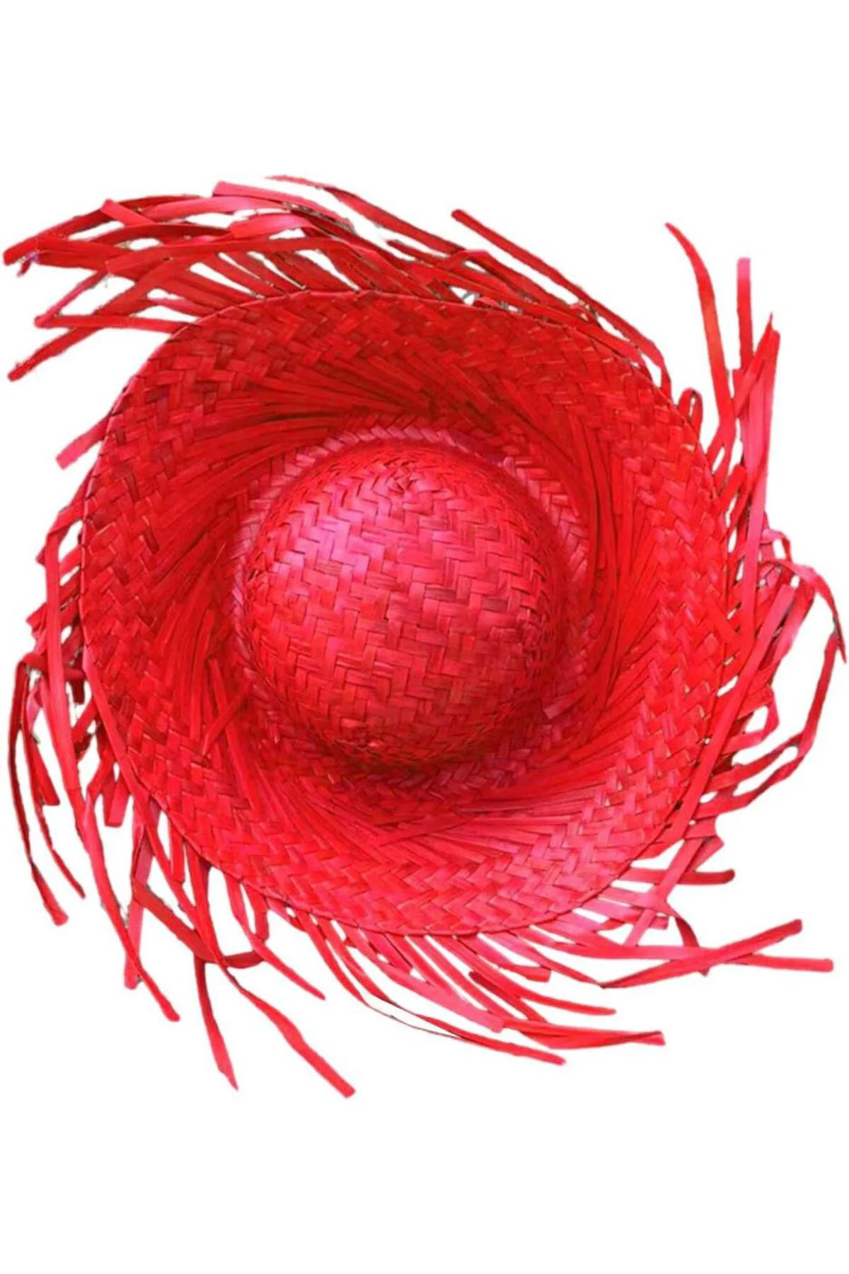 Nessiworld Tropikal Parti Kırmızı Hasır Hawaii Şapkası 13x36 cm