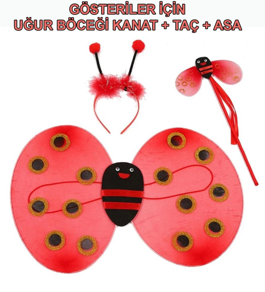 Nessiworld Uğur Böceği Kanat Seti Kanadı Tacı ve Asası Çocuk Boy Nessiworld Uğur Böceği Kanat Seti Kanadı Tacı ve Asası Çocuk Boy
