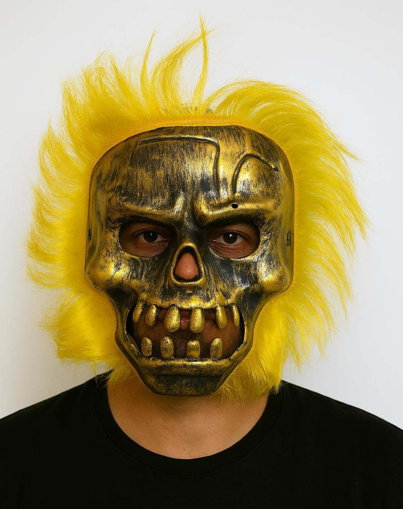 Nessiworld Wild Skull - Bakır Kafatası Sarı Saçlı İskelet Maske