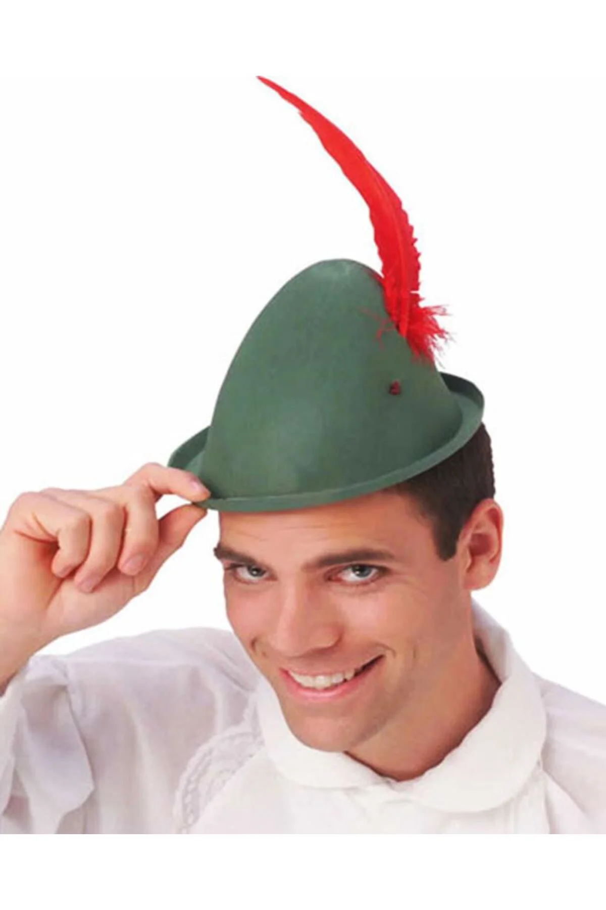 Nessiworld Yeşil Renk Kırmızı Tüylü Peter Pan Şapkası Robin Hood Nessiworld Yeşil Renk Kırmızı Tüylü Peter Pan Şapkası Robin Hood