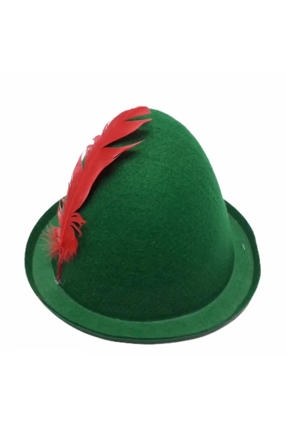 Nessiworld Yeşil Renk Kırmızı Tüylü Peter Pan Şapkası Robin Hood