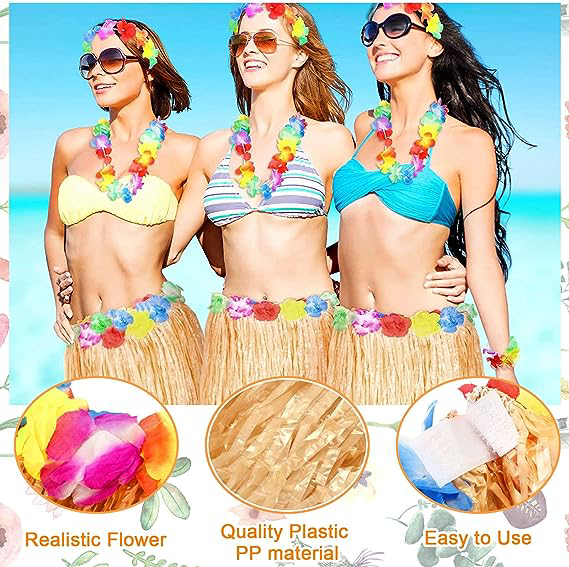 Nessiworld Yetişkin ve Çocuk Uyumlu Saman Renk Hawaii Luau Hula E