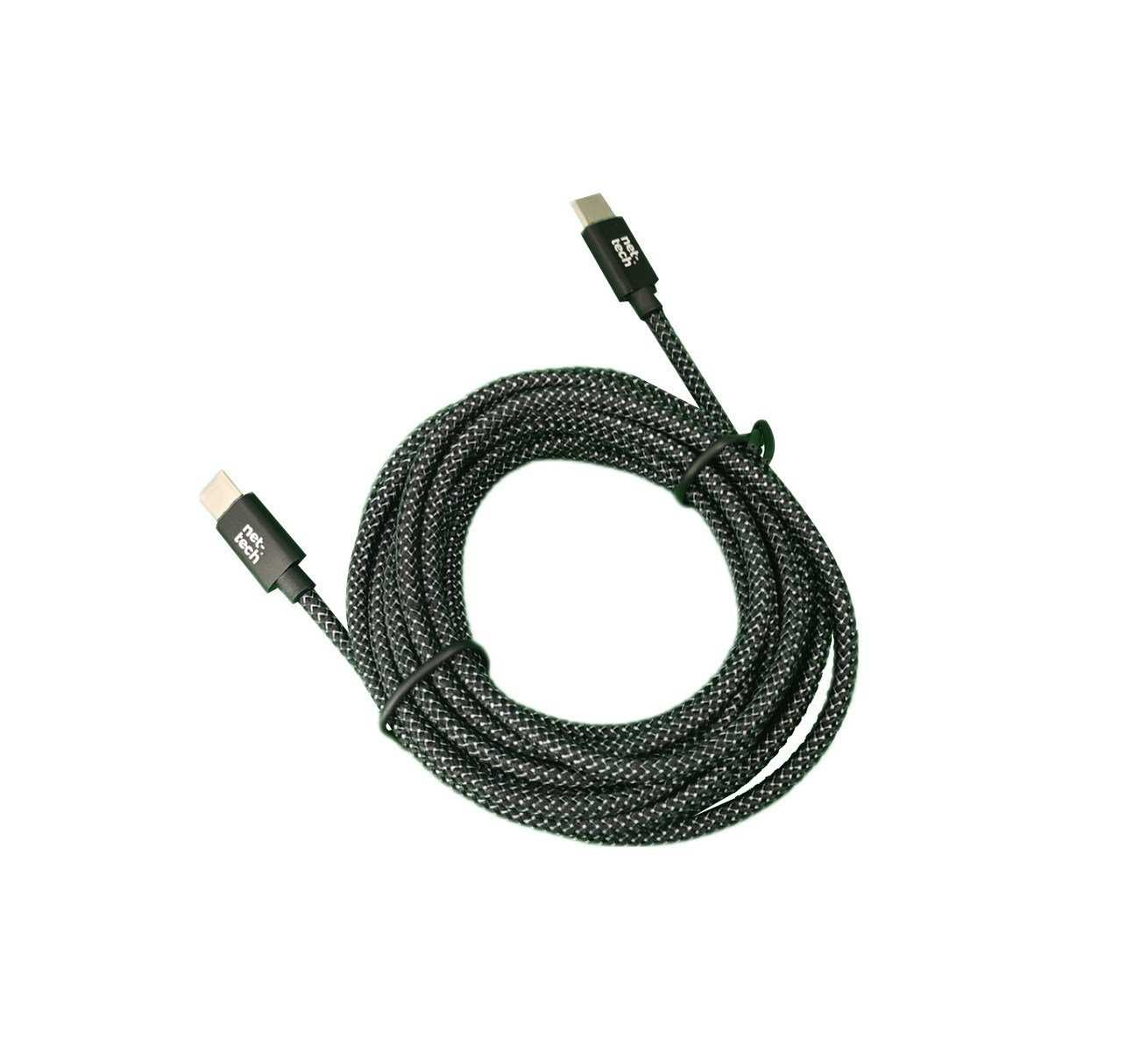Nettech PD 65W İp Örgü Type-C To Type-C Şarj Data Kablosu 300cm