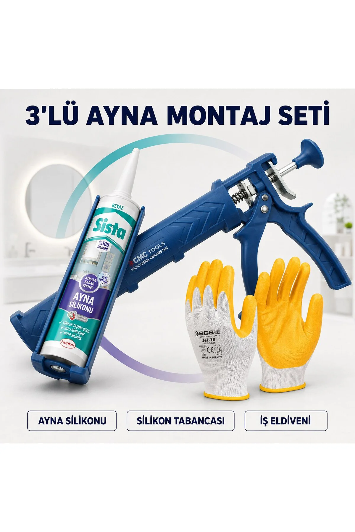 Neutral Silikon (Ayna Silikonu-Beyaz) 280 ml Ayna Montaj Seti