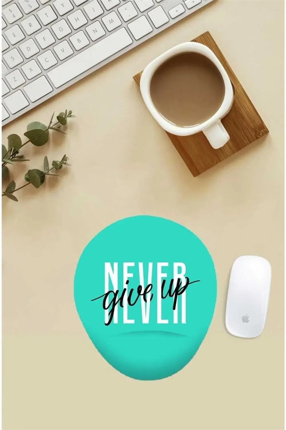Never Give Up Yazılı Bilek Destekli Mouse Pad