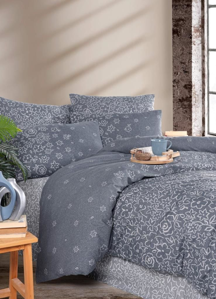 Nevresim Dünyası Ranforce Çift Kişilik Nevresim Takımı Narin Gri