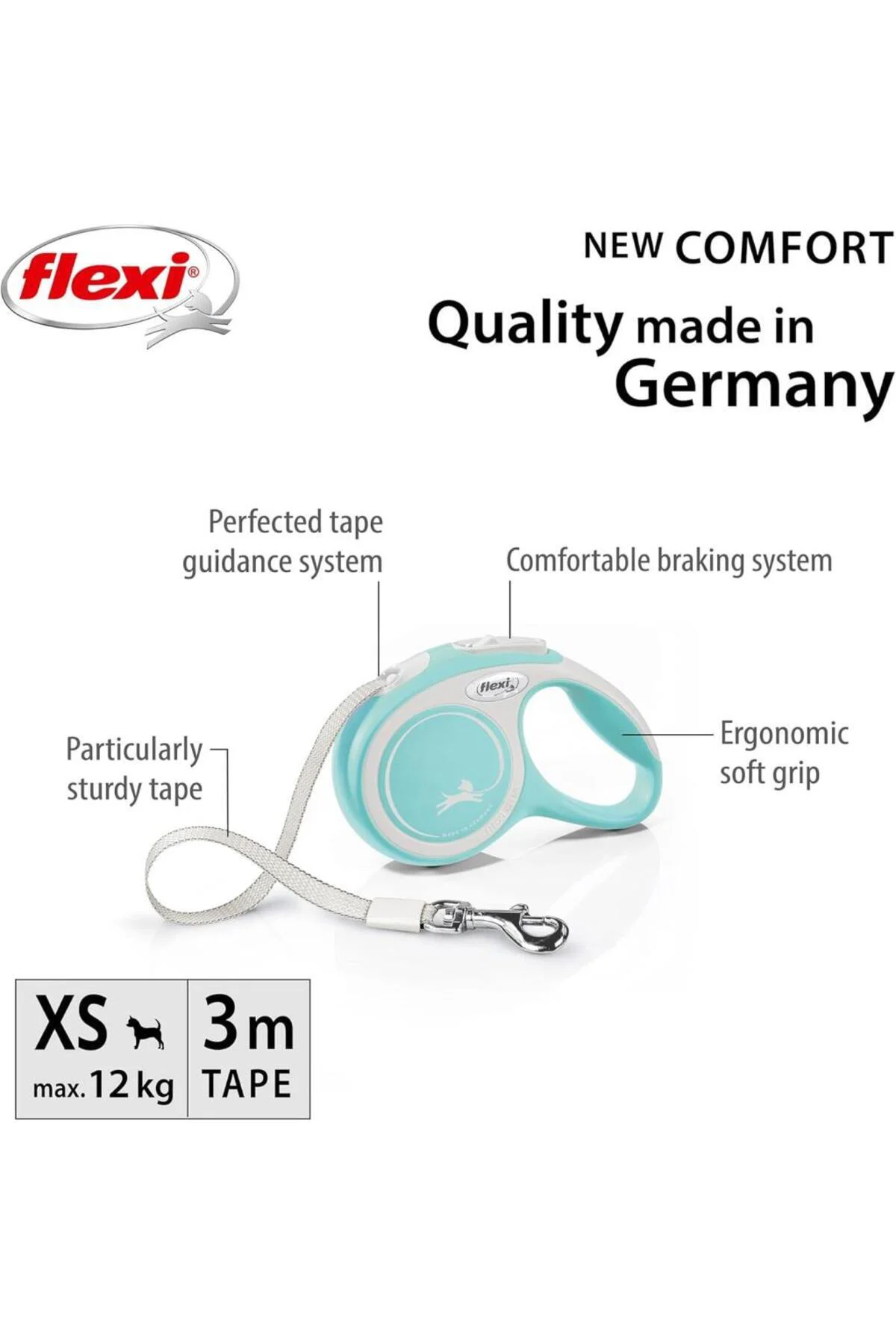 New Comfort Açık Mavi Otomatik Kedi Köpek Gezdirme Tasması