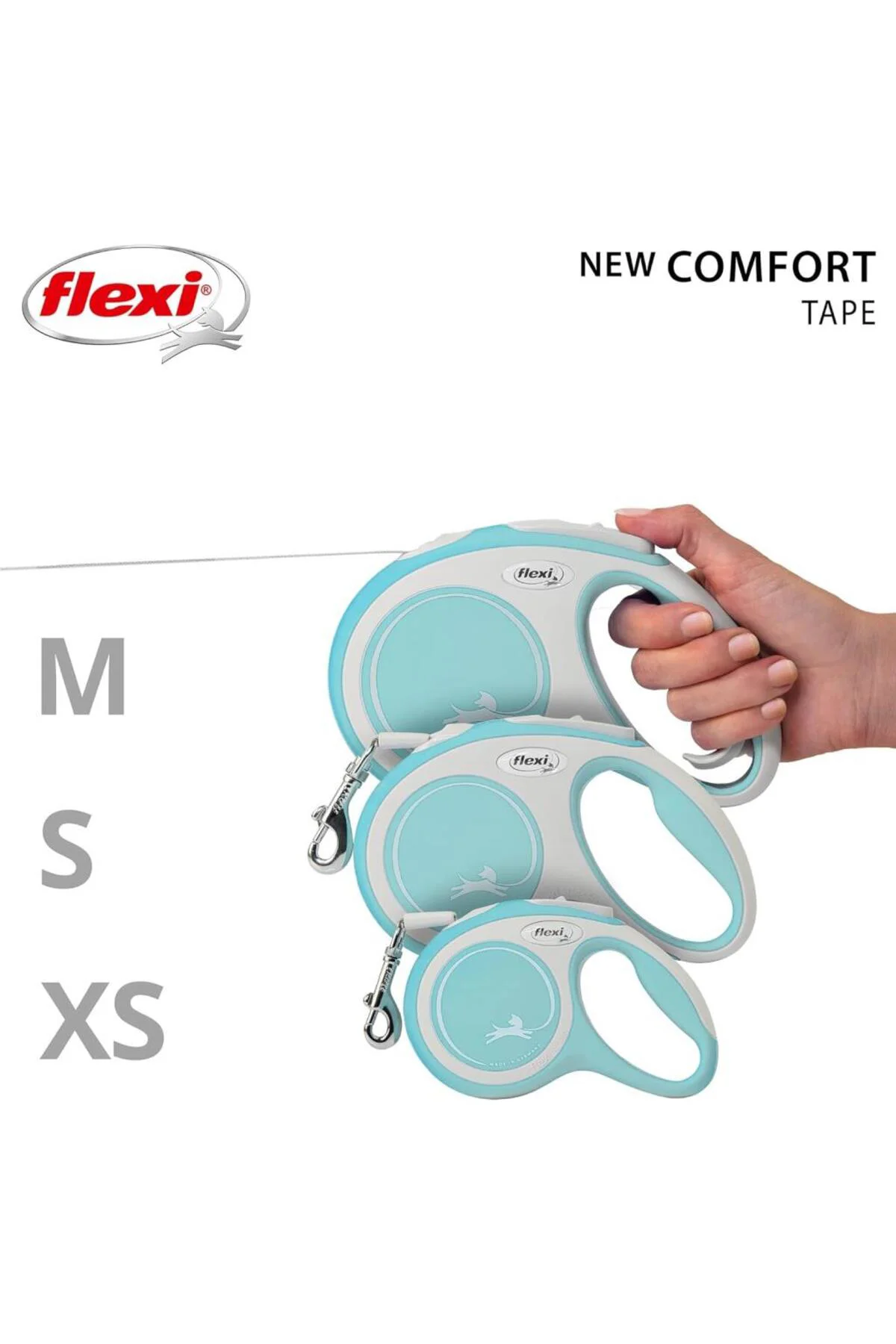 New Comfort Açık Mavi Otomatik Kedi Köpek Gezdirme Tasması