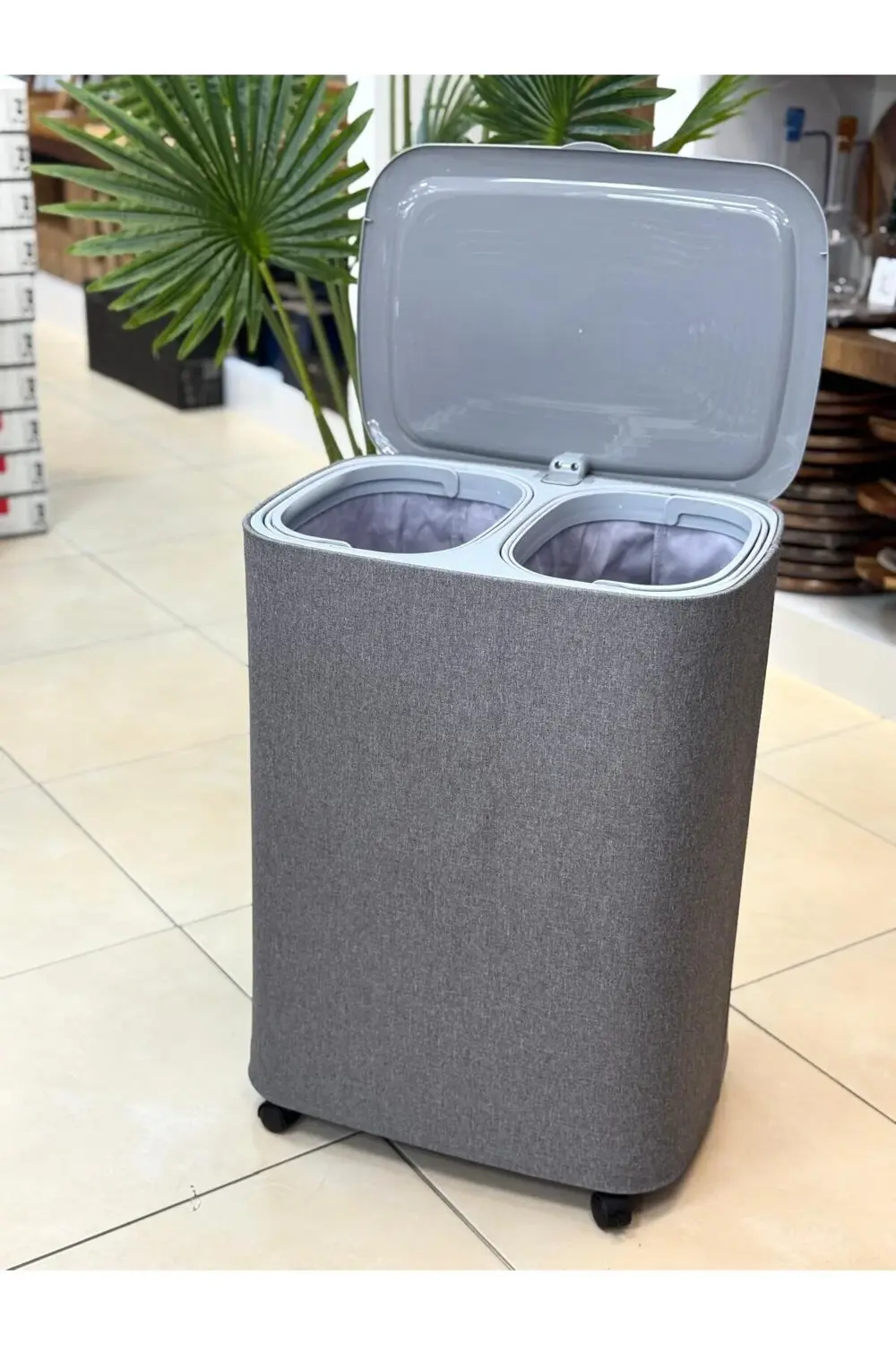 NEW GARB TEKERLEKLİ KİRLİ SEPETİ 50 LİTRE TKEBT Gri.YIKANABİLİR Ç