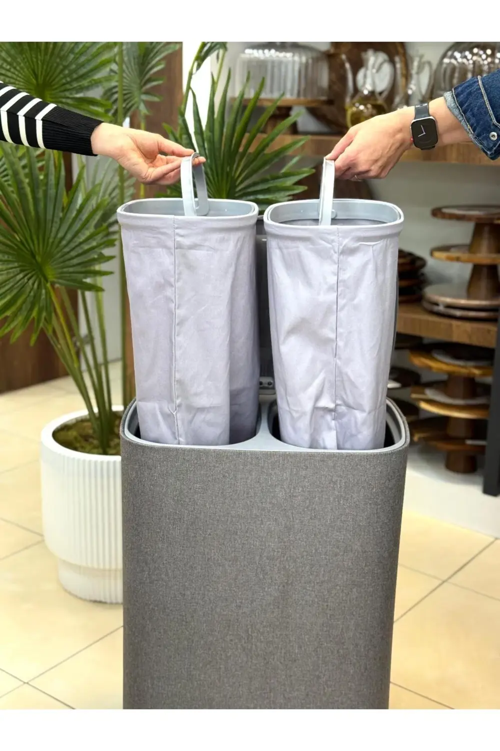 NEW GARB TEKERLEKLİ KİRLİ SEPETİ 50 LİTRE TKEBT Gri.YIKANABİLİR Ç