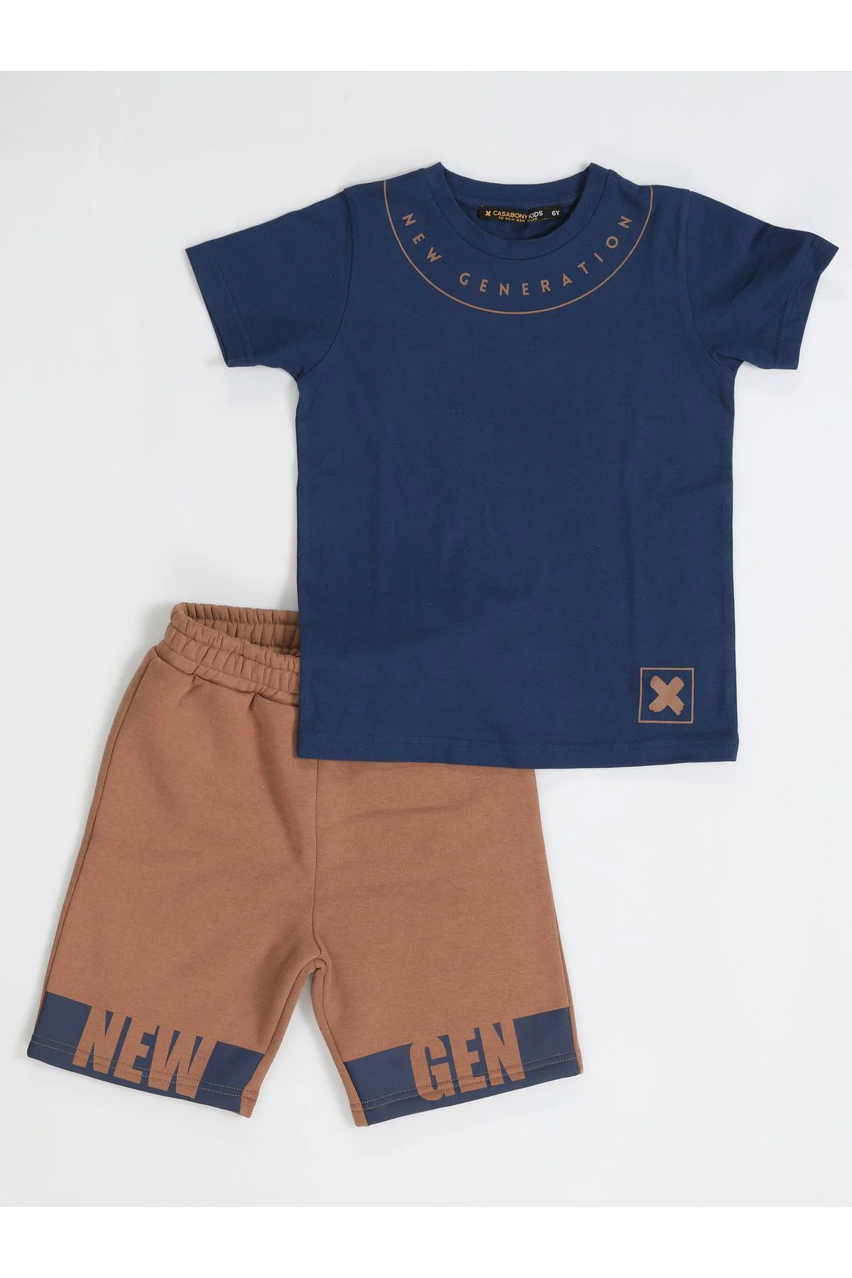 New Gen Kahve Erkek Çocuk Şort T-shirt Takım