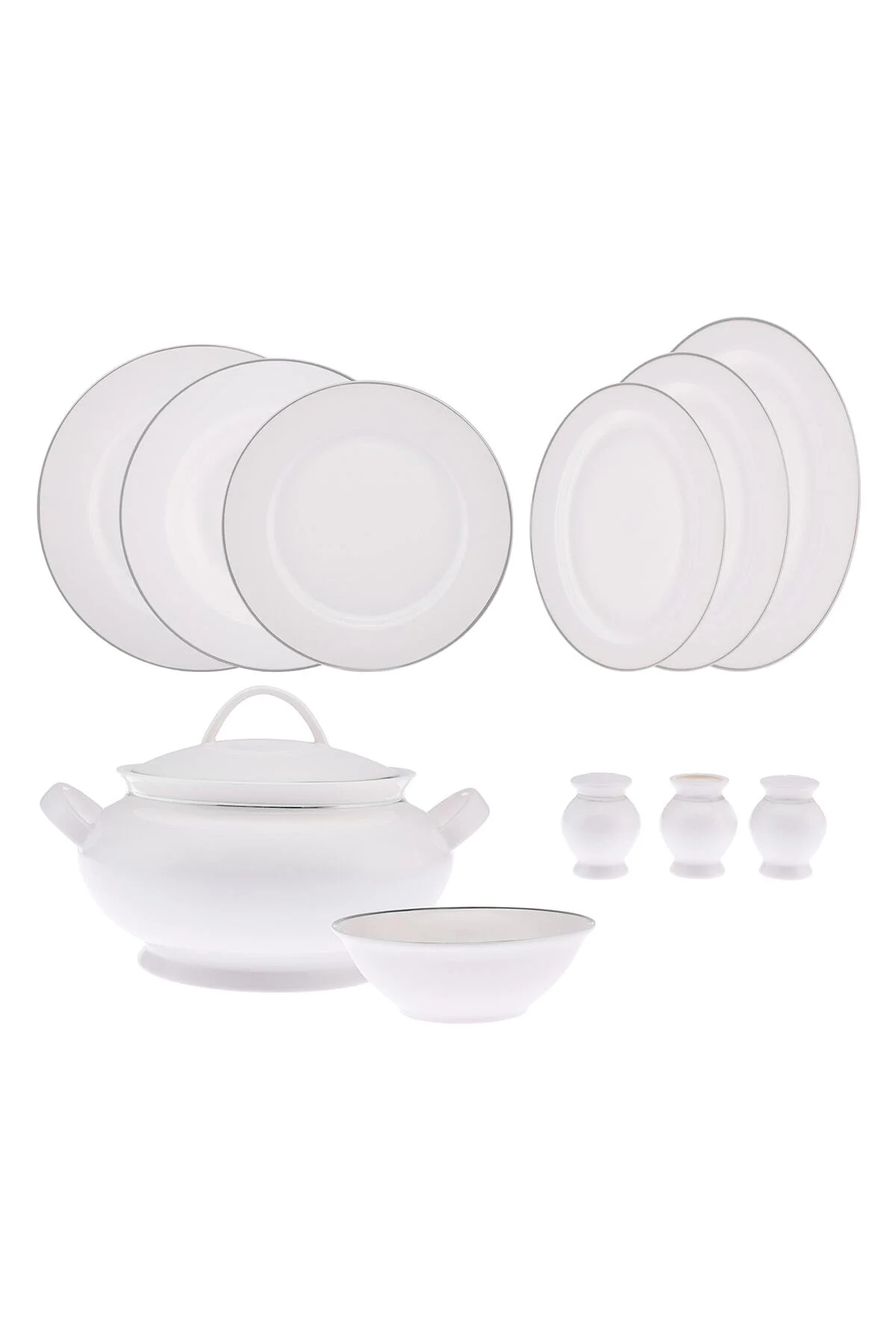 New Marly Porselen 60 Parça 12 Kişilik Yuvarlak Yemek Takımı Plat
