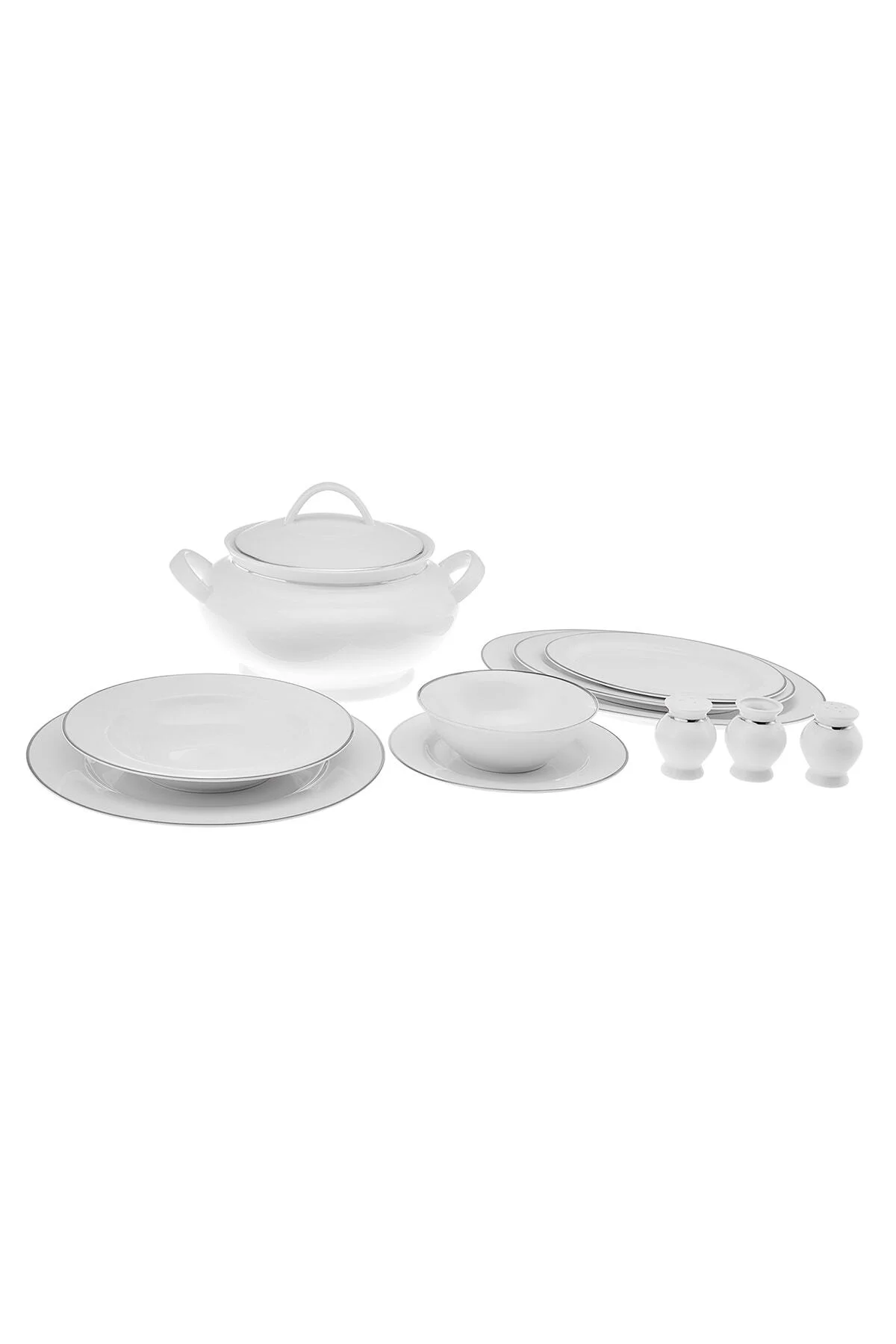 New Marly Porselen 60 Parça 12 Kişilik Yuvarlak Yemek Takımı Plat