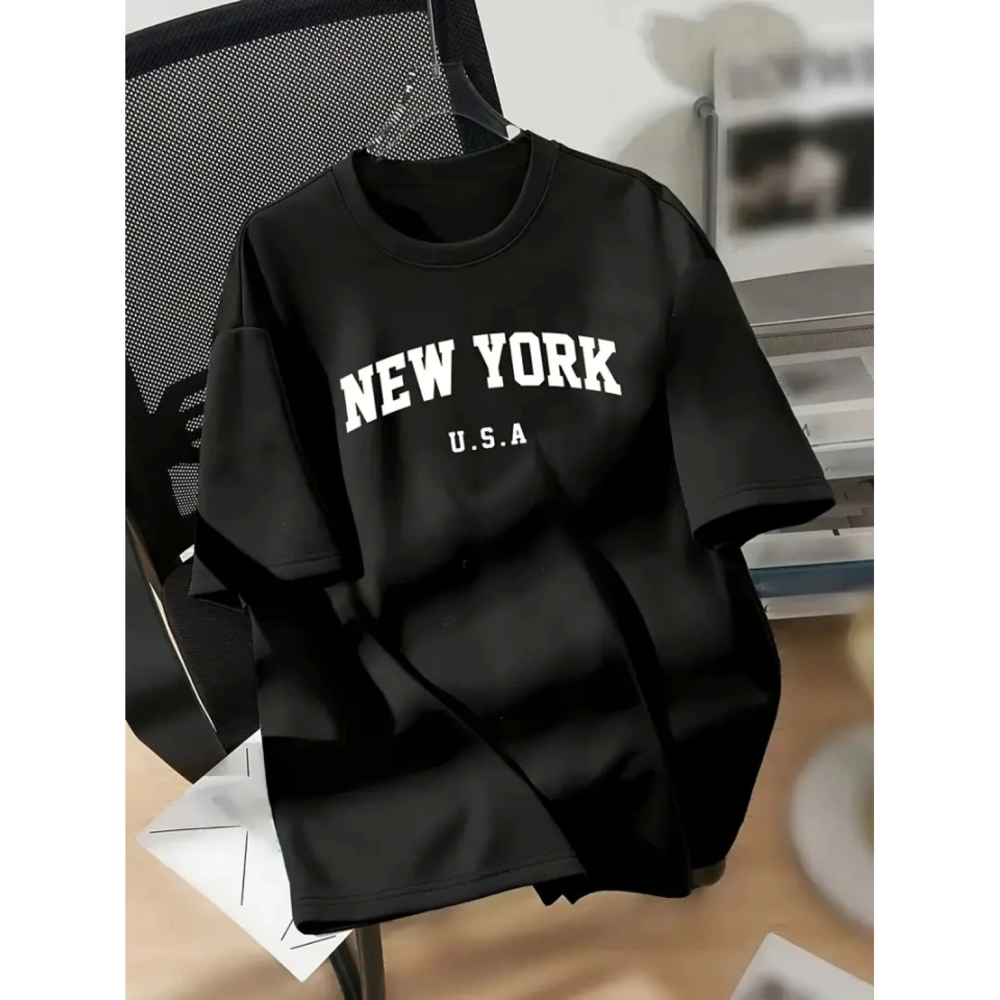 New York Lucky Life Kadın Baskılı Oversize Lucky Life Kadın Bisik