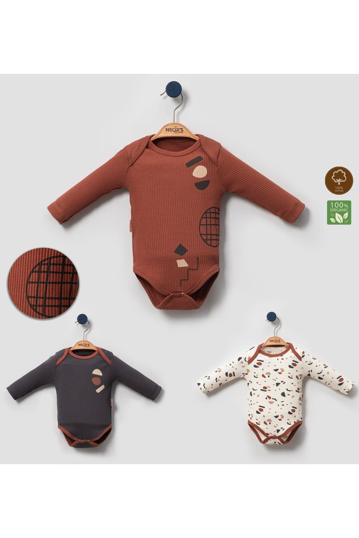 Necix's Newberry Abstract Bebek Badi 3 Adet (3-6 Ay)