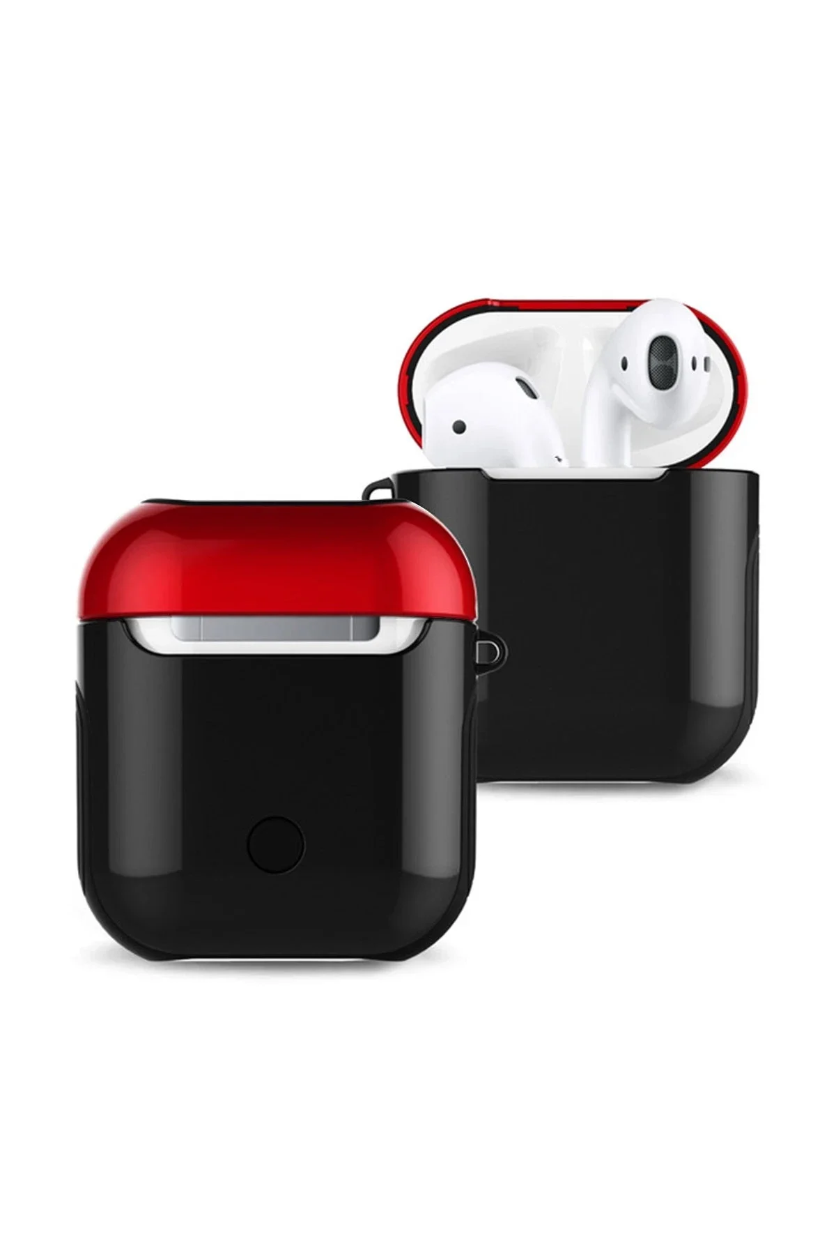 Newface Airpods 2 (2.nesil) 3in1 Kılıf - Siyah-kırmızı
