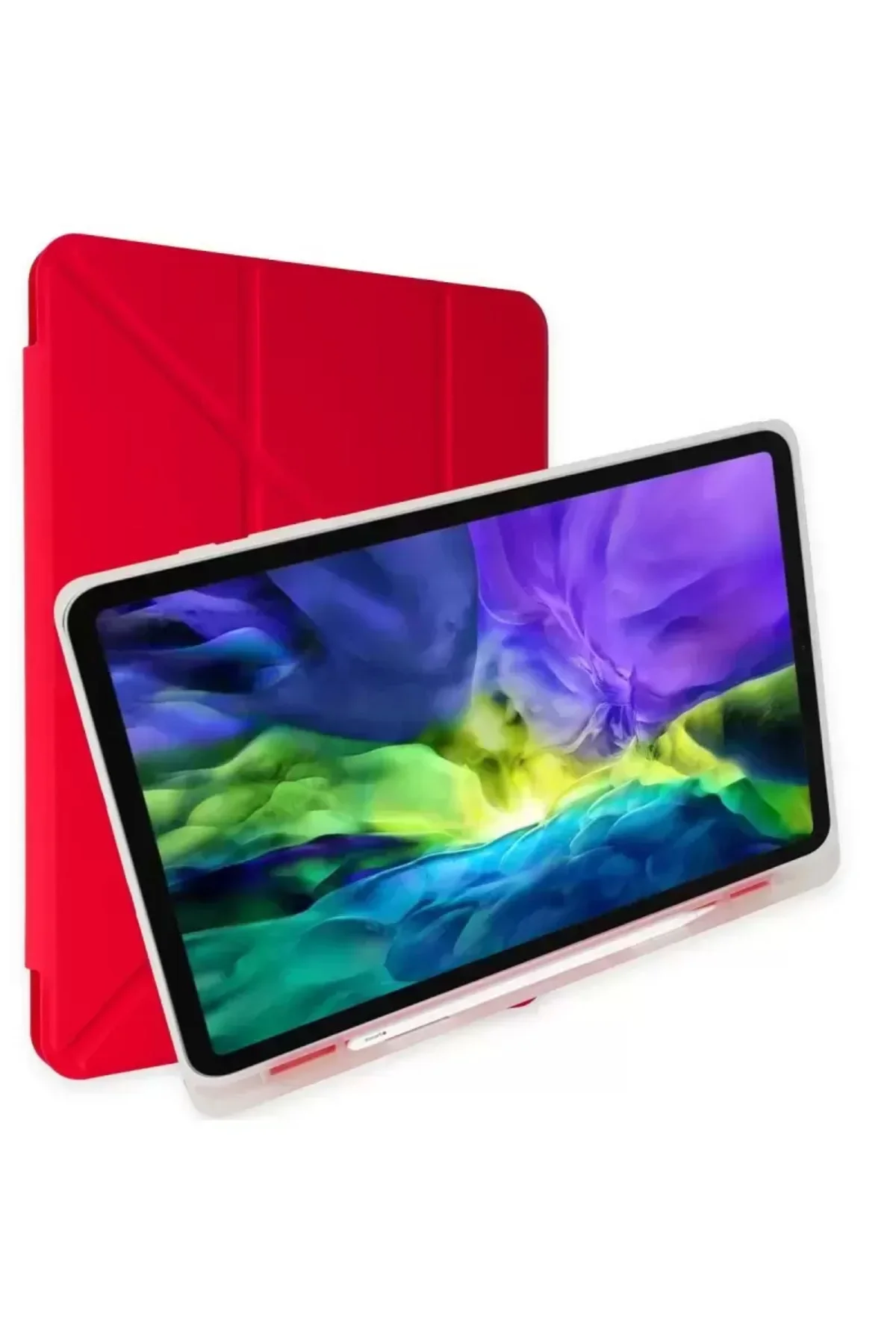 Newface Apple İpad 2022 10.9 (10.nesil) Kılıf Kalemlikli Mars Tablet Kılıfı - Kırmızı
